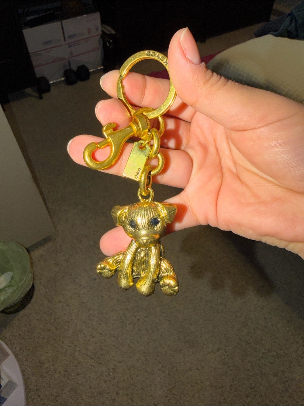 Gold-tone Teddy Bear Keychain